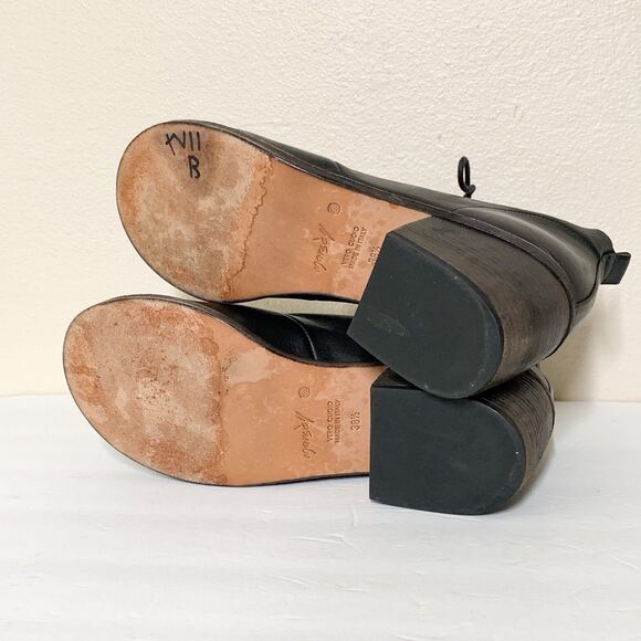 Marsell Peep Toe Booties Lace Up 38.5 US 8.5 Black Leather Block Heel - Picture 5 of 8